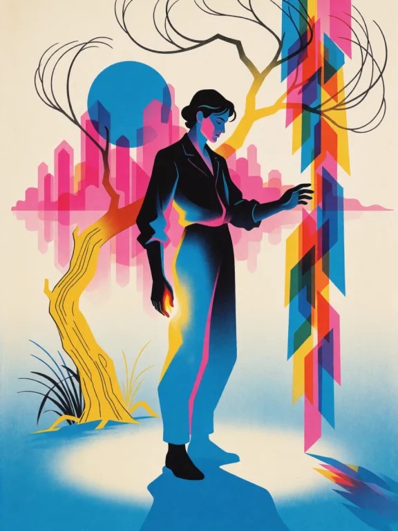 In A Stark, Oversized Poster Rendered As A Singlecolor Risog...