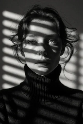Highleveldescriptiona Haunting, High-contrast Black And Whit... — Stable Diffusion AI Prompt: {"high_level_description":"A haunting, high-contrast black and white film noir p...