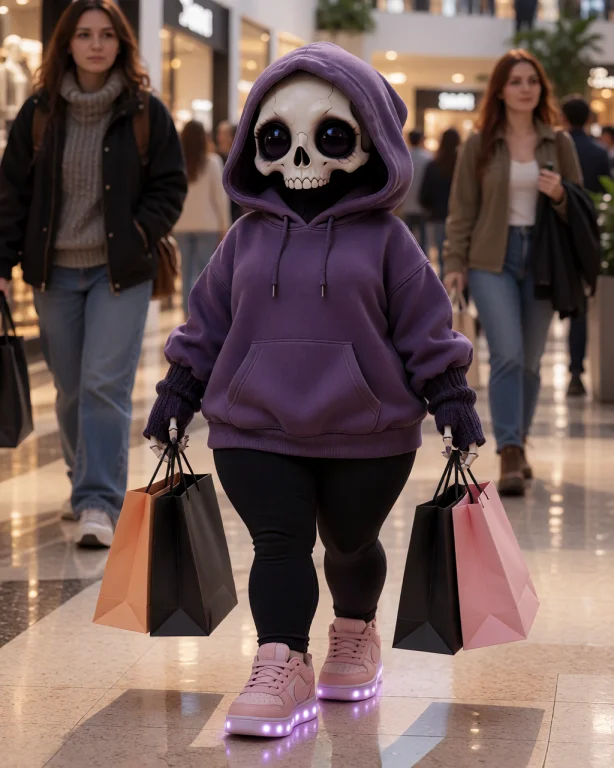 Thannielora Wearing Her Oversized Purple Hoodie With The Hoo...