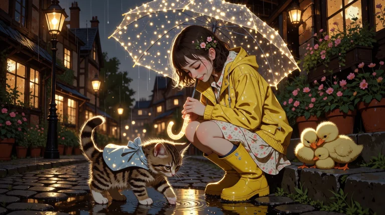 A Detailed, Whimsical Digital Painting In A Warm Anime Style...