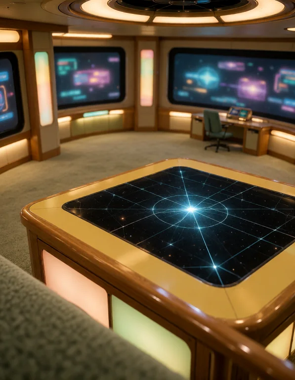 031 F3d3r4t10n Sh1p, Holodeck, Elevated Top-down View Above...