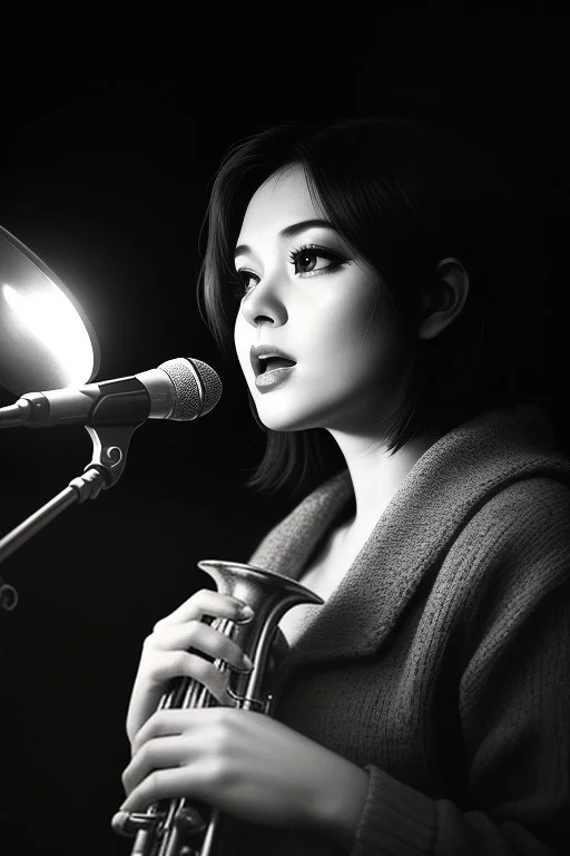 A Jazz Singer Under A Single Stage Spotlight, Firelight, Duo...