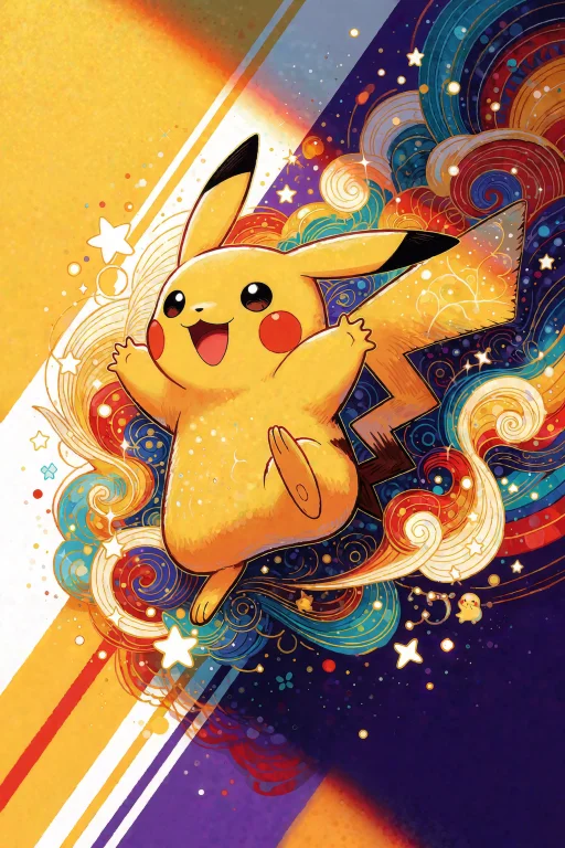 Nijisis, A Vibrant Vector Illustration Of Pikachu Captured M...