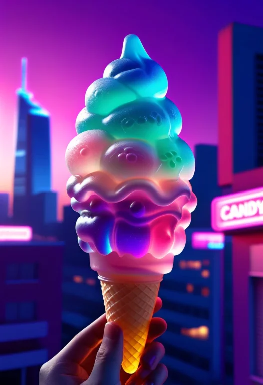 Gummymorph, 8k, Raw Digital Photo, A Giant Soft Serve Ice Cr...