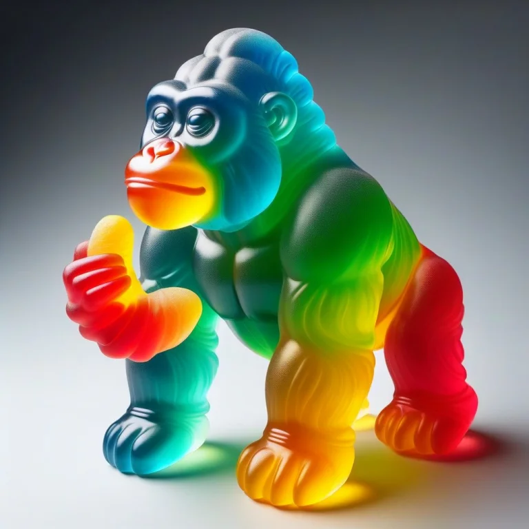 Gummymorph, A Giant Gorilla Proudly Eating A Gummy Banana, M...