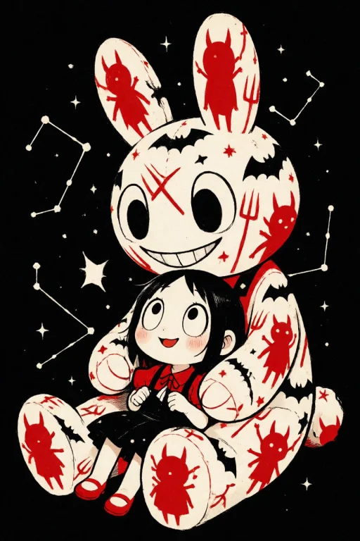 Decodaal, Cartoon Style, A Girl Sits Happily In The Lap Of A...