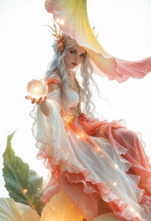 Fair Skin, Long White Hair With Silver Streaks, Blue Eyes, W...