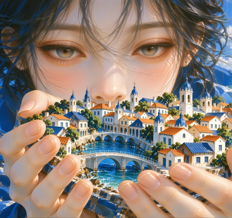 Detailed Watercolor Anime Natural Perspective. Digital Paint...