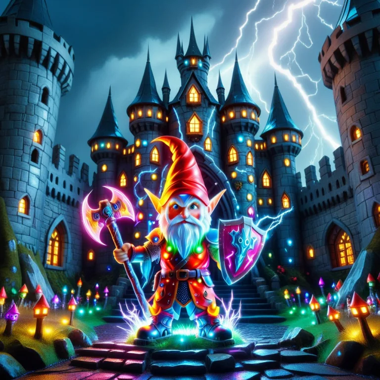 Led, Colorful Led Lights A Cyberrealistic Chibi Gnome Guardi...