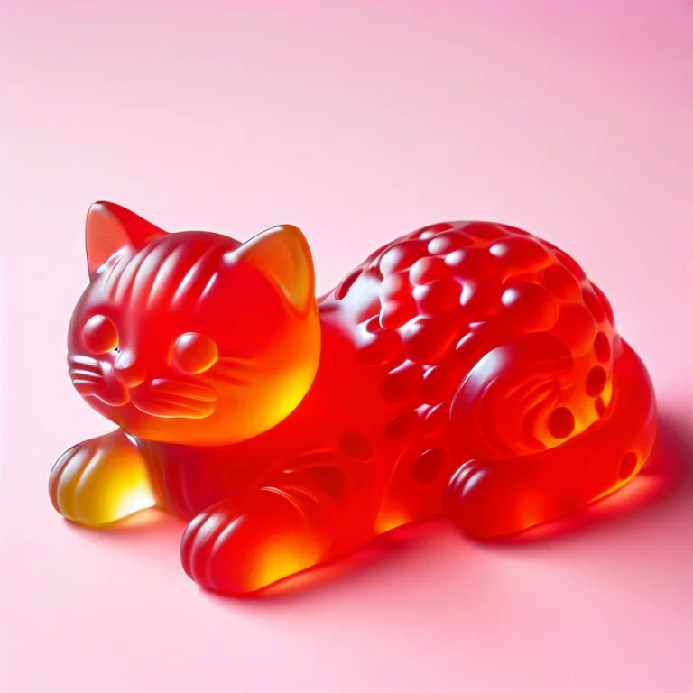 A Playful Kitten Sleeping Made Of Gummy Candy, Gummymorph, T...