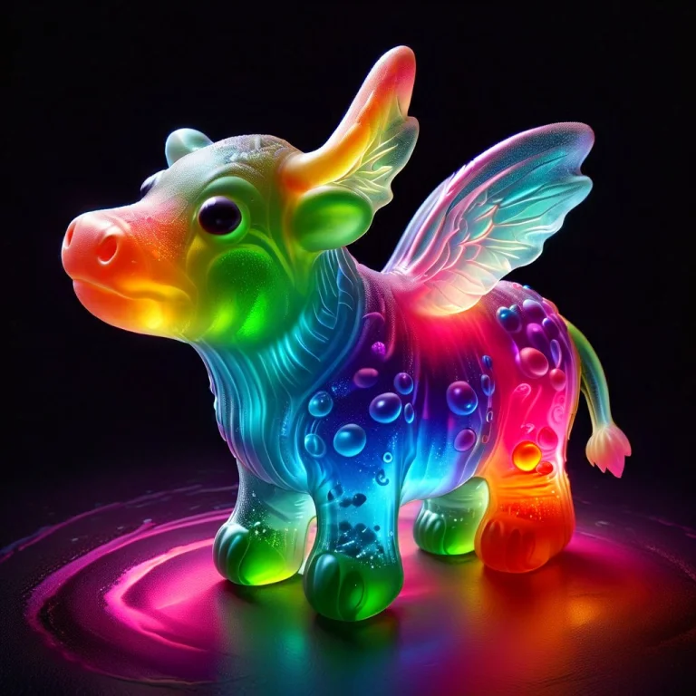 A Surreal, Entirely Edible Scene Made Of Vibrant, Translucen...