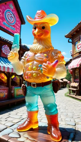 Masterpiece, Best Quality, A Chicken Man Standing , Chicken... — SDXL AI Prompt: masterpiece, best quality, (a chicken man standing ), chicken hero glossy candy...