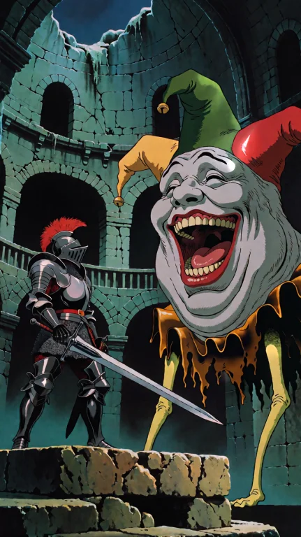 Vhs 80s Anime, A Knight Clad In Detailed, Dark Steel Plate A...
