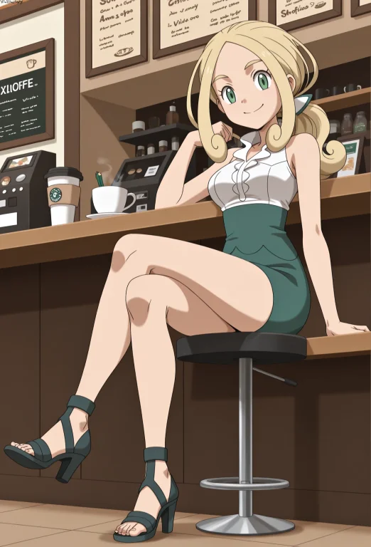 Violaxy, 1girl, Blonde Hair, Low Ponytail, Green Eyes, Anime...