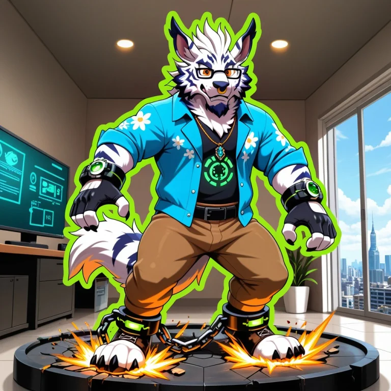 Garurumon, Anthro, Furry, Solo, Male, No Humans, Orange Eyes...