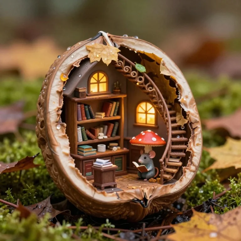 Extraordinary Macro Photograph Of A Miniature Cozy Bookshop...
