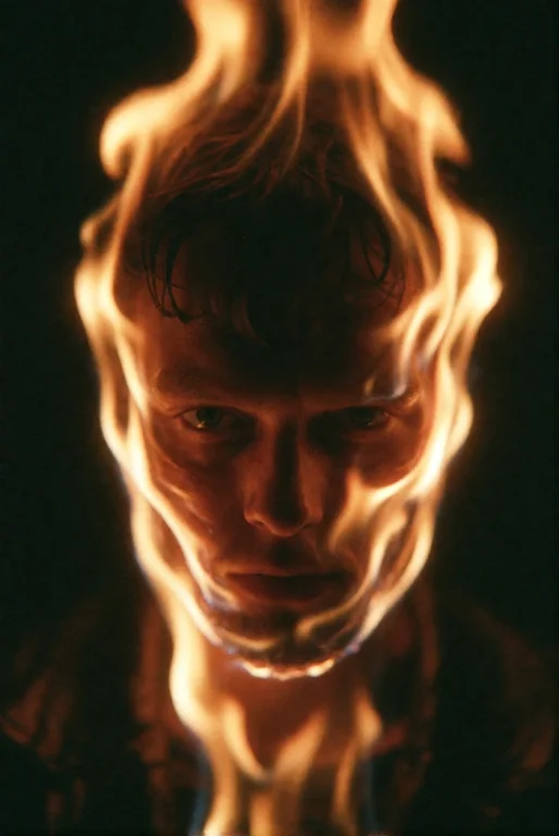Cinemshot, Cinemshot, Human Face Engulfed By Tall Orange Fla...