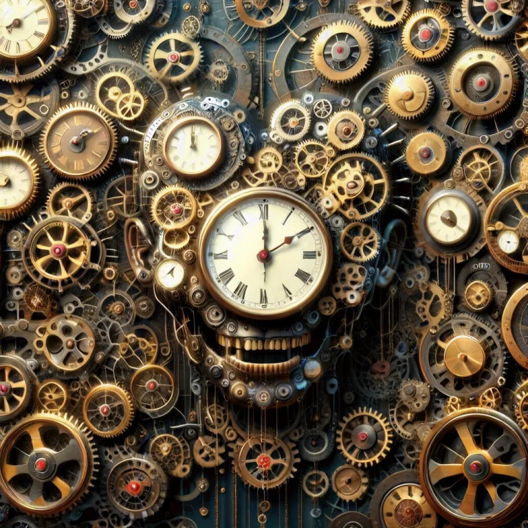 Steampunk Mechanical Clock Faces King, Made Of Metal Gears,...