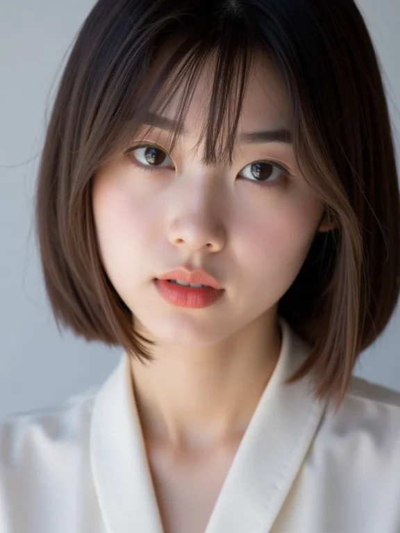 Mai A Japanese Woman, Close-up Portrait Photo, Plain Backgro...