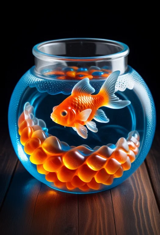 Gummymorph, A Strange Goldfish Inside A Translucent Gummy Fi...