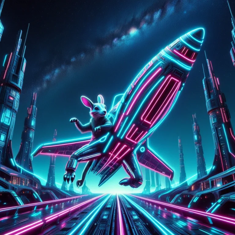 Neon Glow,led Strips, Futuristic Style,an Animal, Spaceship,...