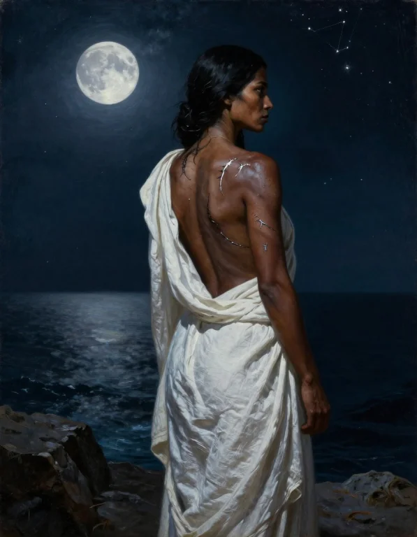 Ethereal Oil Painting Of A Fierce Amazon Warrior Standing In...