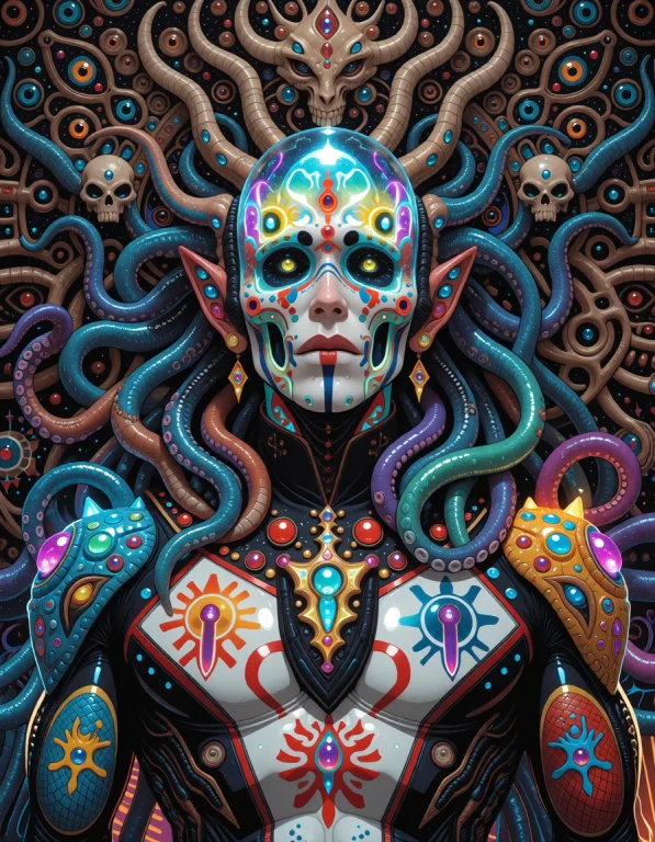 A Cyber-organic Priest With Transparent Skull Chambers And L...