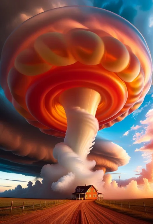 Gummymorph, Looking Up At A Gigantic Swirling Tornado, Wide...