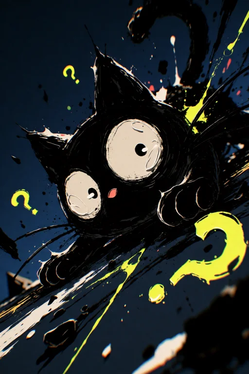 Sumiink, Ta86wistfall, A Derpy Black Cartoon Cat Sprawls In...