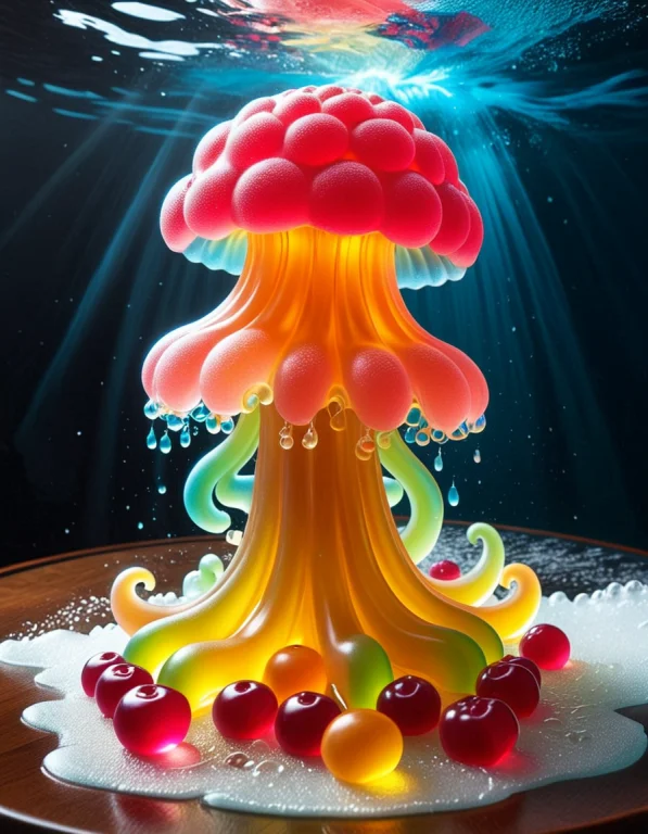 7. A Monumental Octopus Rising From A Stormy Ocean, Its Enti...