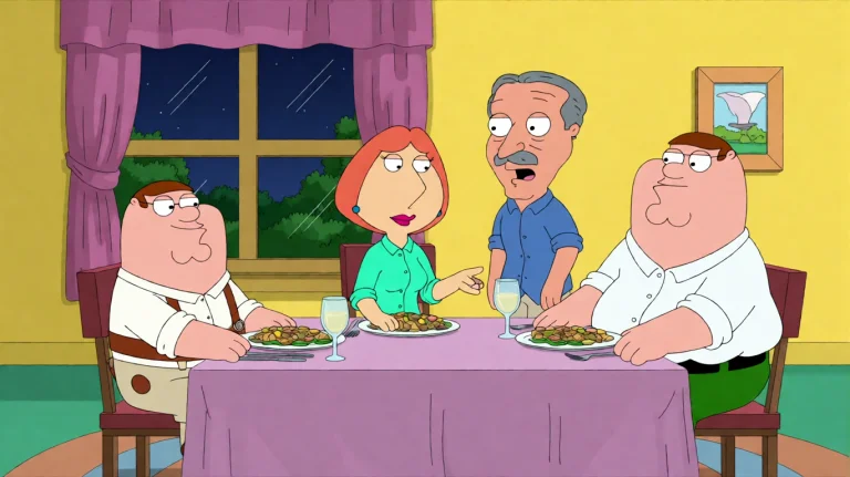 Fmlygyssn19, Four Animated Figures Are Seated Around A Dinin...