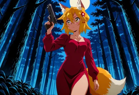 1girl, Solo, Short Senkosan With Hair Ornament Wearing A Lon... — Stable Diffusion AI Prompt: 1girl, solo, short senko_san with hair ornament wearing a long straight red dres...