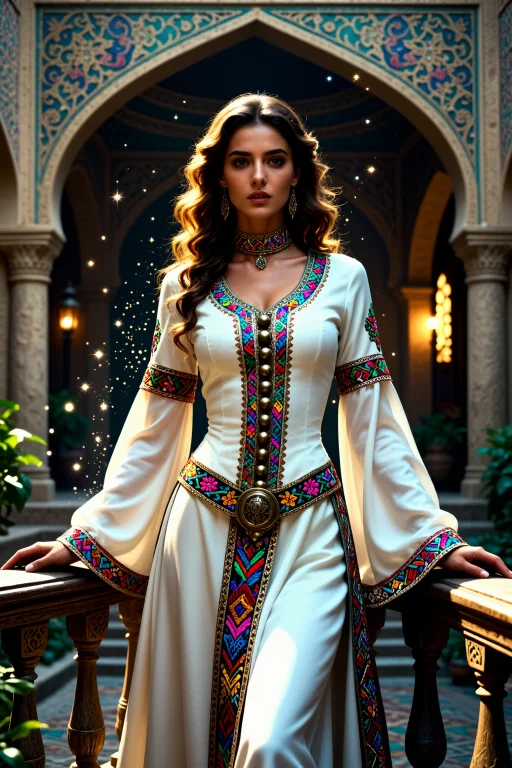 Fantasy, Medieval. A Beautiful Maiden In A Luxurious White T...