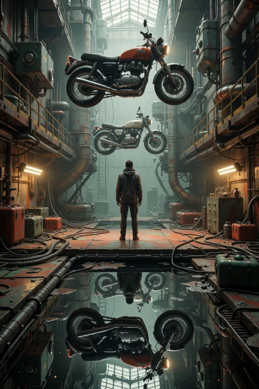 A Lone Figure Stands Center Stage In A Vertical Industrial E...