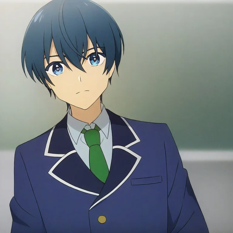1boy,taisei Onari, Dark Blue Hair, Blue Eyes,school Uniform,...