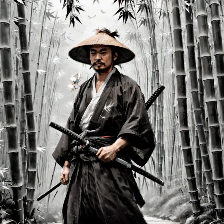 Hat, Calendar Medium, Male Focus, Katana, Bird, Planted, Bam...