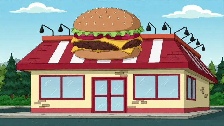 Fmlygyssn17, A Fast-food Restaurant With A Giant Burger Sign...