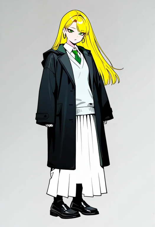 Draco, Blonde Hair, Long Hair, Swept Bangs, Green Eyes, Blac...