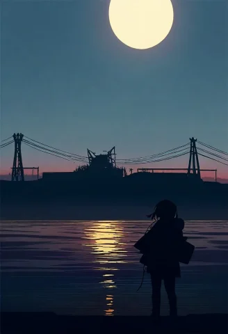 A Mech Leaping Between Crumbling Skyscrapers, Backlit Silhou... — Stable Diffusion AI Prompt: a mech leaping between crumbling skyscrapers, backlit silhouette, minimalist fra...