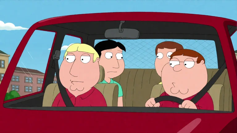 Fmlygyssn14, A Red Station Wagon With Four Occupants Drives...