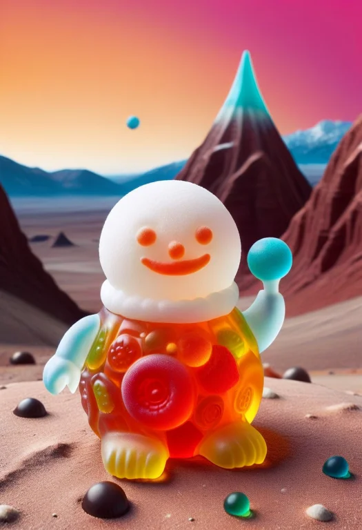 Gummymorph, A Tiny Snowman Astronaut Exploring An Alien Plan...