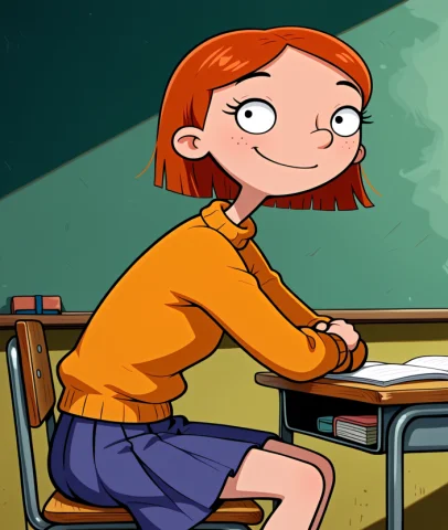 Loraheyarnoldstyleanimamix50.7 Heyarnoldstyle, 1girl, Sweate... — Stable Diffusion AI Prompt: HeyArnoldStyle, 1girl, sweater, skirt, sitting in classroom, smile, side view,...