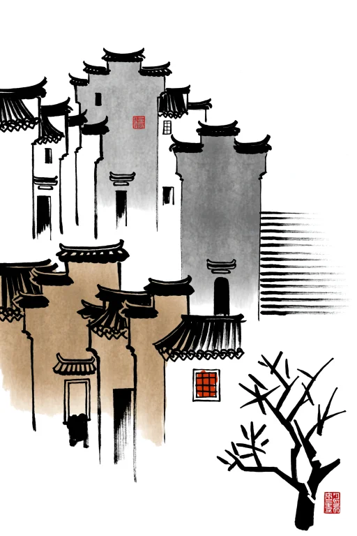 Highleveldescriptiona Minimalist Wu Guanzhong-inspired Ink W...