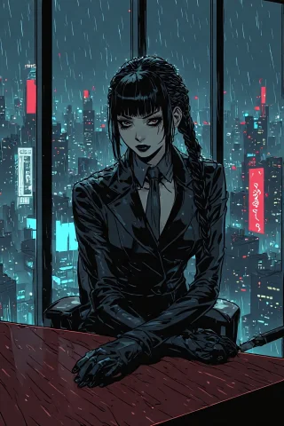 Franco-belgian Color Comic About Yumiko Yami, Nightshade, Ja... — SDXL AI Prompt: franco-belgian color comic about Yumiko Yami, Nightshade, Japanese assassin, ath...