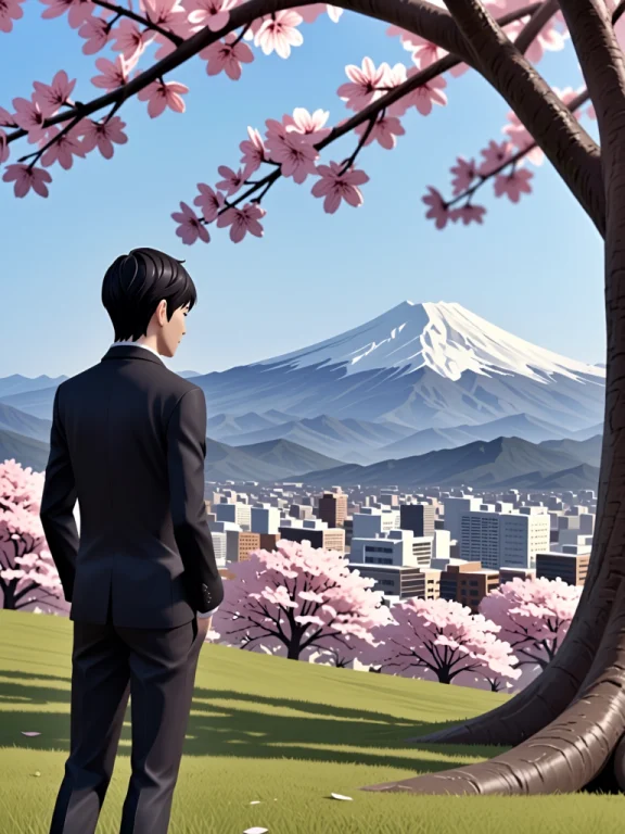 This Realistic Anime-style Wide Shot Features A Slim Male Ch...