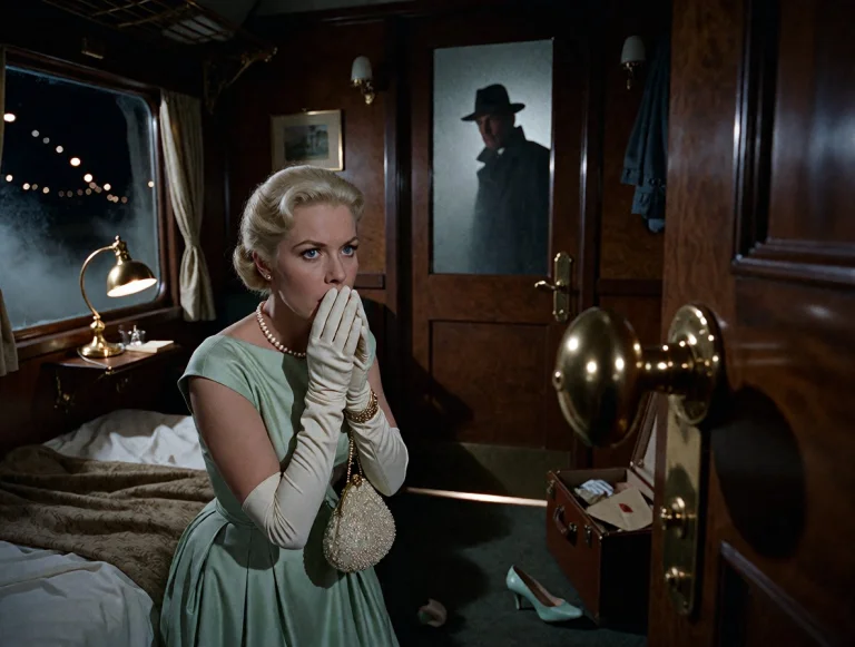 A Cinematic Still From A 1950s Technicolor Suspense Thriller...