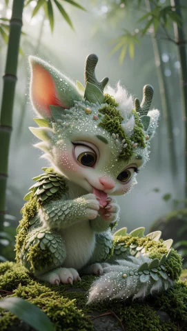 Whimsical Creature Illustration With Sparkling Particulate F... — Stable Diffusion AI Prompt: whimsical creature illustration with sparkling particulate fur and fairy-tale so...