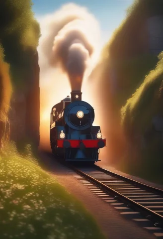 A Steam Locomotive Crossing A Stone Viaduct, Blender Render,... — SDXL AI Prompt: a steam locomotive crossing a stone viaduct, blender render, warm ambient glow,...