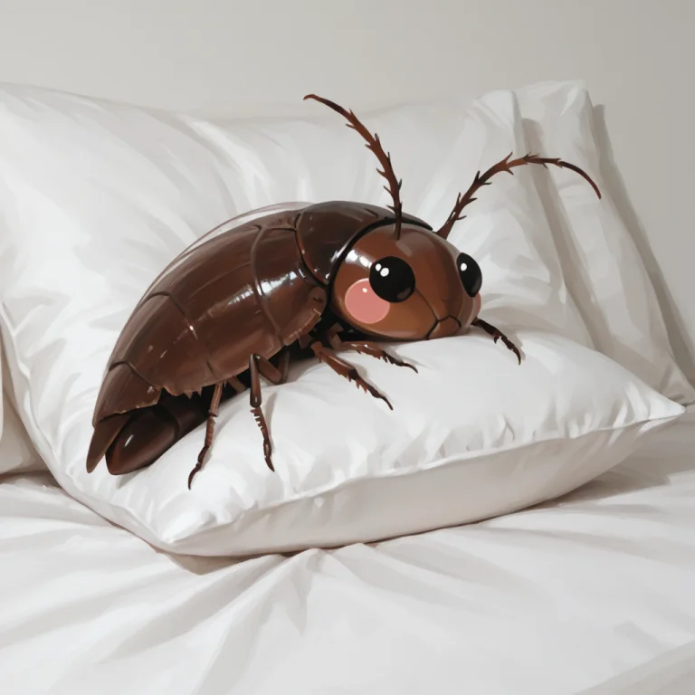 Minimalist Style A Cute Chubby Cockroach Sticker, Lying Flat...