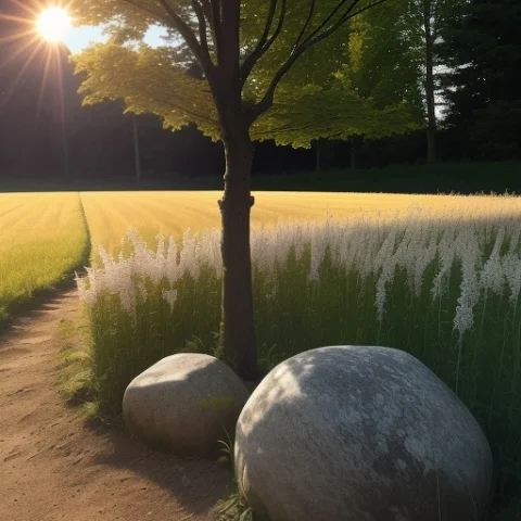 , Field, Sun,tree, Shiny,, Maple, Rock, Dirt, — Stable Diffusion AI Prompt: , field, sun,tree, shiny,, maple, rock, dirt,